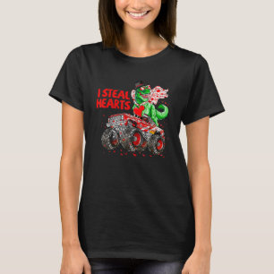 Monster Truck Dinosaur I Steal Hearts Rex Valentin T-Shirt