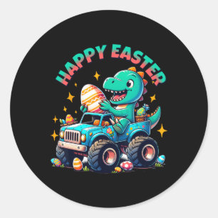 Monster Truck Dinosaurier Boys Ostergrafik Top Runder Aufkleber