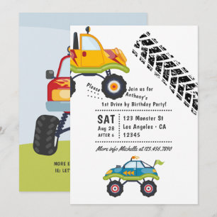 Monster Truck Drive by Birthday Party Einladung
