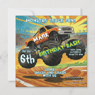 Monster Truck Fun Anniversaire Invitation Carte Pl