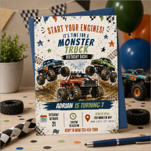 Monster-Truck-Geburtstag Einladung