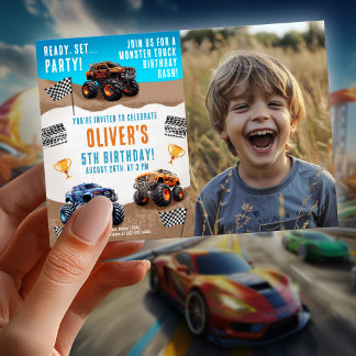 Monster Truck Geburtstag mit Foto Einladung
