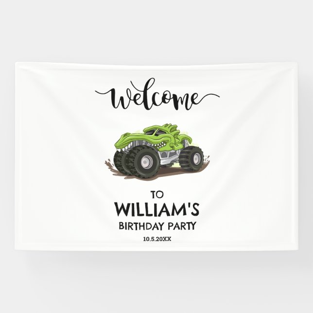 Monster Truck Geburtstag Party Minimal Boys Geburt Banner (Horizontal)