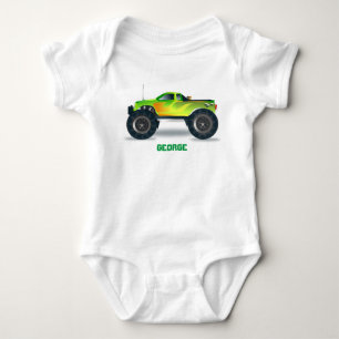 Monster Truck Gelbes Orangenfeuer personalisieren Baby Strampler