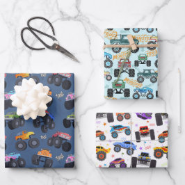 Monster-Truck-Geschenkpapier, Großrad-Wrap-Papier Geschenkpapier Set
