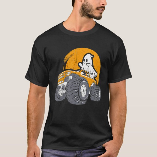 Monster Truck Ghost Halloween Spooky Pumpkin T-Shirt (Vorderseite)