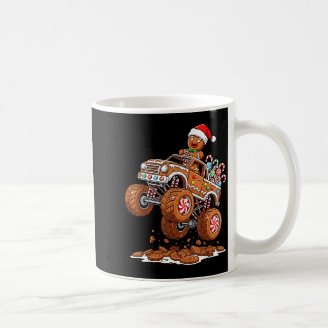 Monster Truck Gingerbread Man Funny Christmas Baki Kaffeetasse (Rechts)