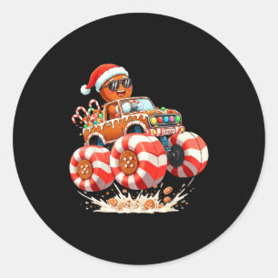 Monster-Truck-Gingerbread-Man-Weihnachten Runder Aufkleber