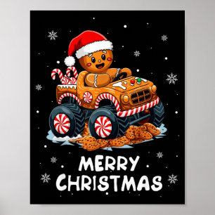 Monster-Truck-Gingerbread-Mann Lustiges Frohe Weih Poster