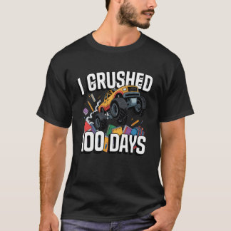 Monster Truck I Crushed 100 Days Comic Art Graphic T-Shirt