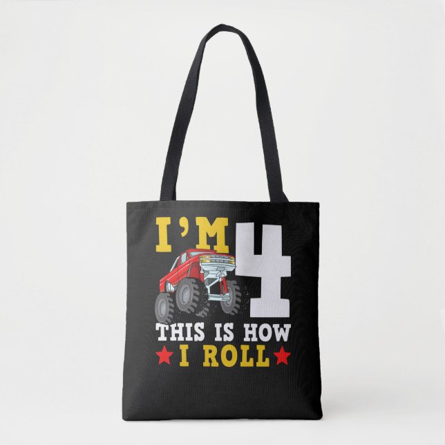 Monster Truck IM 4So rolle ich zum Geburtstag Tasche (Vorderseite)