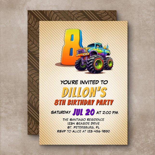 Monster Truck Invitation du 8e anniversaire (Créateur téléchargé)