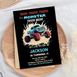 Monster Truck Invitations Anniversaire Noir