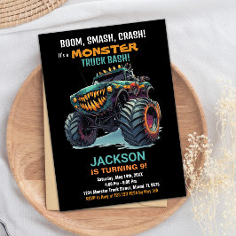 Monster Truck Invitations Anniversaire Vert Noir
