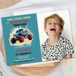 Monster Truck Invitations d'anniversaire Green w P