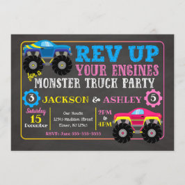 Monster Truck Joint Birthday Invitation / Boy Girl Einladung