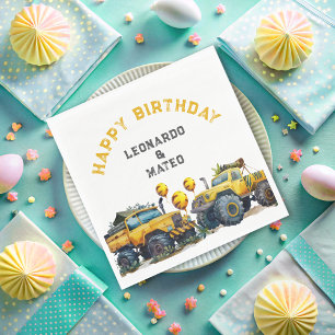 Monster Truck Jungle Boys Happy Birthday Serviette