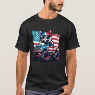 Monster Truck Katze 4. Juli Kätzchen Amerikanische T-Shirt