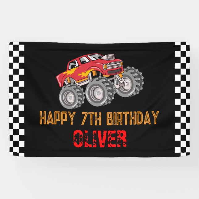 Monster Truck Kid's Geburtstagsparty Banner (Horizontal)
