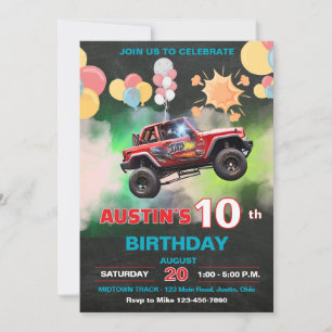 Monster-Truck-Kindergeburtstag Einladung