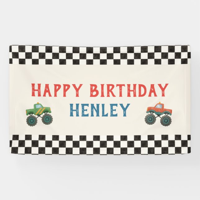 Monster Truck Kindergeburtstag Party Banner (Horizontal)