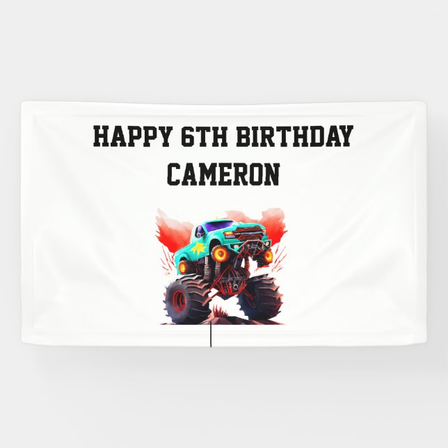 Monster Truck Kindergeburtstag Party Banner (Horizontal)