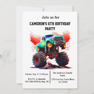 Monster Truck Kindergeburtstag Party Einladung