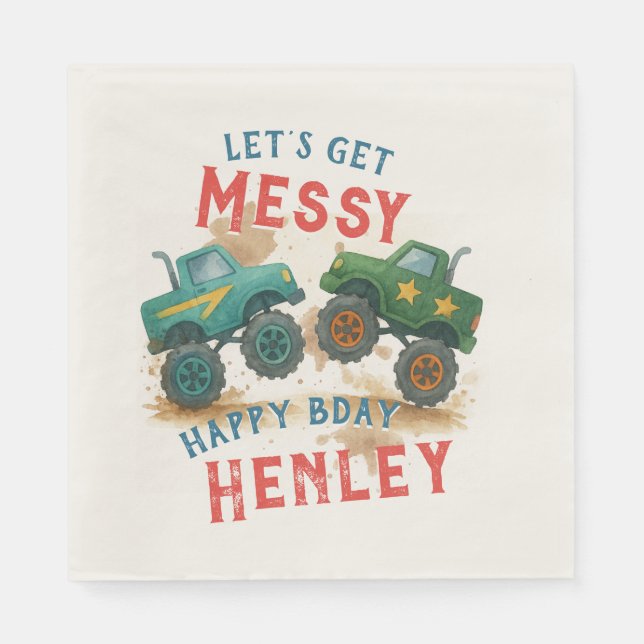 Monster Truck Kindergeburtstag Party Serviette (Vorderseite)