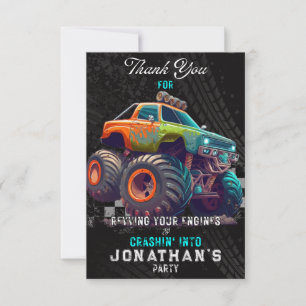 Monster Truck Kundgebung Geburtstagsparty Dankeskarte