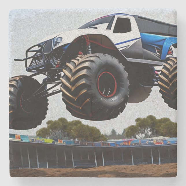 Monster Truck Launch, Stone Untersetzer (Vorderseite)