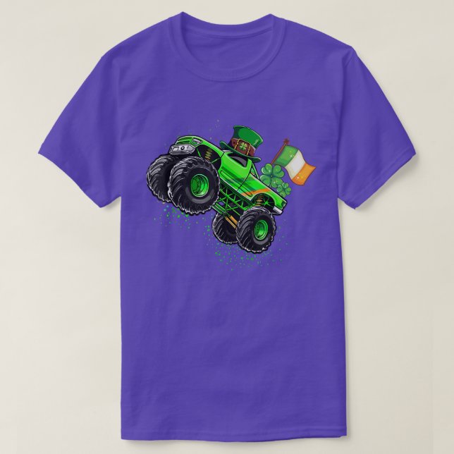 Monster Truck Leprechaun Kleeblatt St Patricks Day T-Shirt (Design vorne)