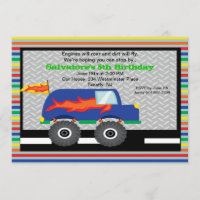 Monster Truck mit Flammen Geburtstag Einladung