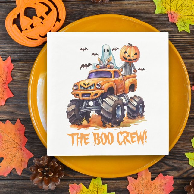 Monster Truck Moderne Boo Crew Niedlich Halloween Serviette (Von Creator hochgeladen)