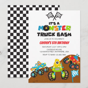 Monster-Truck-Monster-Geburtstag Einladung