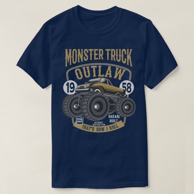 Monster truck motorsport racing, weil T-Shirt (Design vorne)