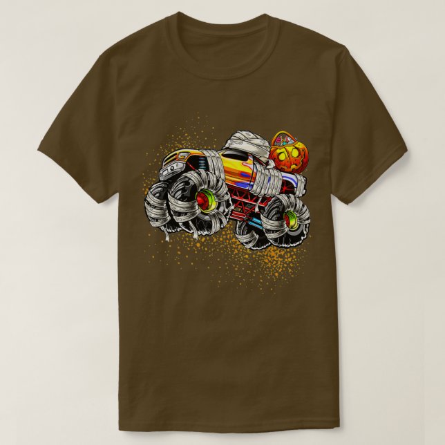Monster Truck Mummy Halloween Pumpkin TrickOrTreat T-Shirt (Design vorne)
