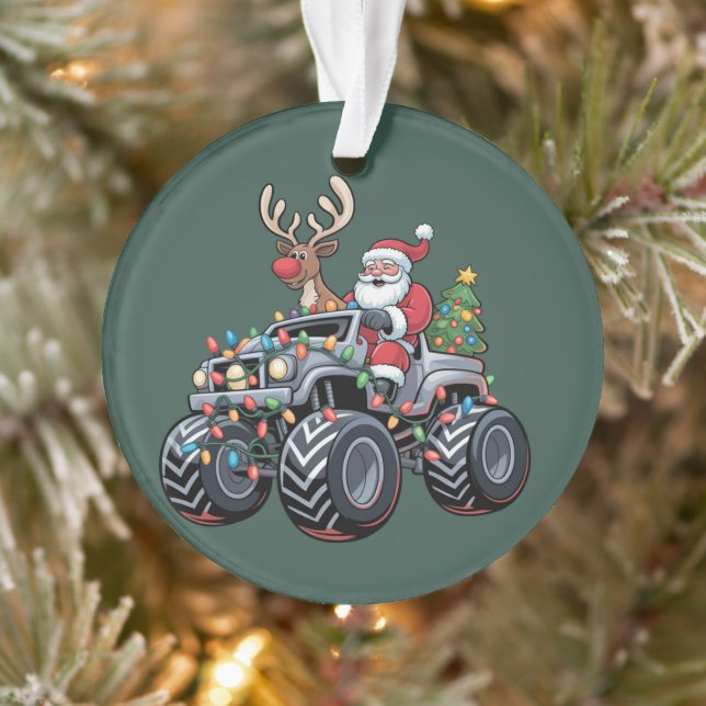 Monster Truck Noël Père Noël Vacances Enfants (Arbre)