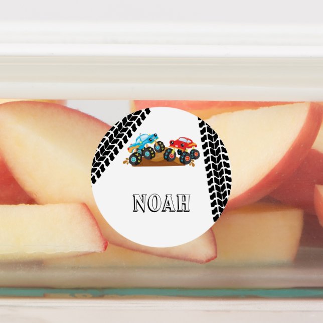 Monster Truck Nom de l'école Étiquettes (Apposé)