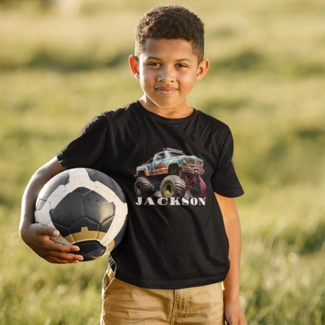 Monster Truck Nom Graphique T-Shirt Pour Garçons (Créateur téléchargé)