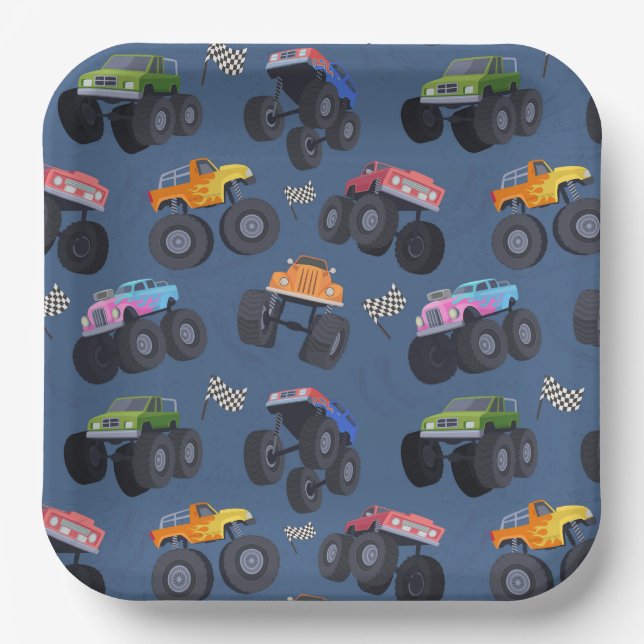 Monster Truck Papier-Teller, Truck Show Party Pappteller (Vorderseite)