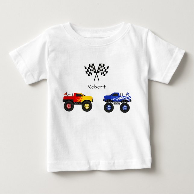 Monster Truck Personalisiert Baby T-shirt (Vorderseite)