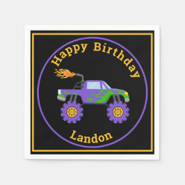 Monster Truck Personalisierter Name Cool Geburtsta Serviette
