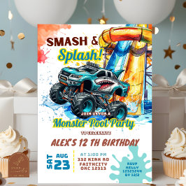 Monster Truck Pool Party Geburtstag Einladung