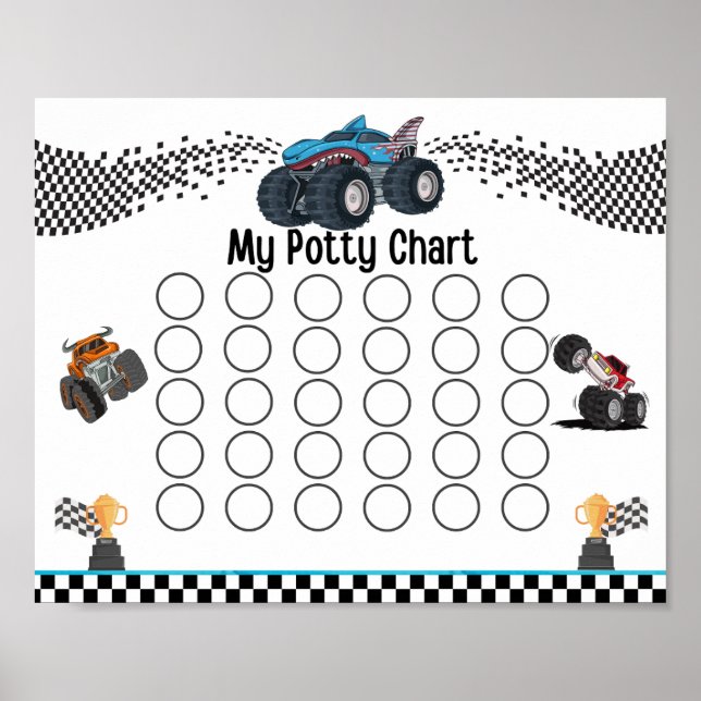 Monster Truck Potty Chart Poster (Vorne)