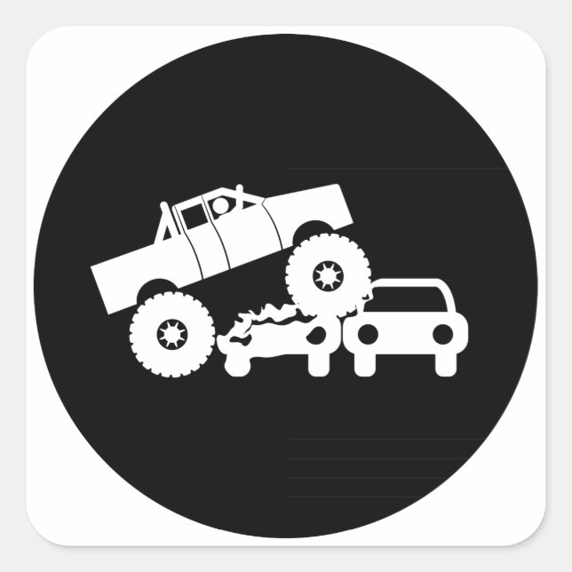Monster Truck Quadratischer Aufkleber (Vorderseite)