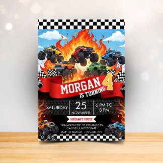 Monster Truck Racing Birthday Invitation Einladung