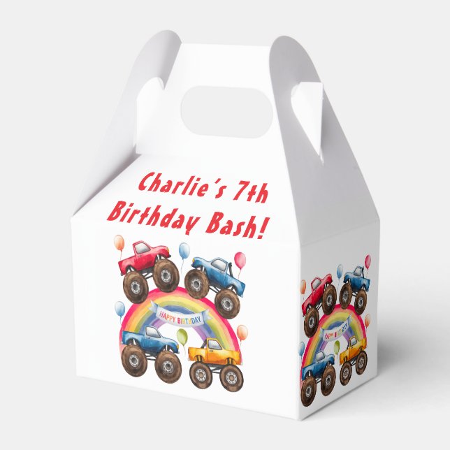 Monster Truck Rainbow Boy Birthday Bash Geschenkschachtel (Vorderseite)