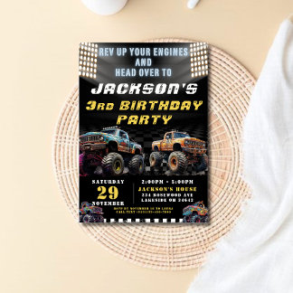 Monster Truck Rally Themed Boys Birthday Party  Einladung