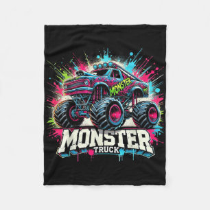 Monster Truck Retro farbenfrohe Graffiti Kleinkind Fleecedecke