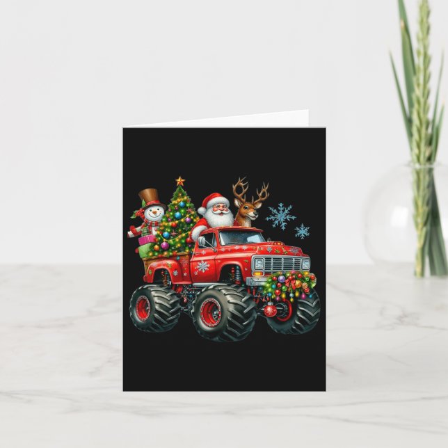 Monster Truck Santa Reindeer Weihnachtsbaum Kinder Karte (Vorderseite)